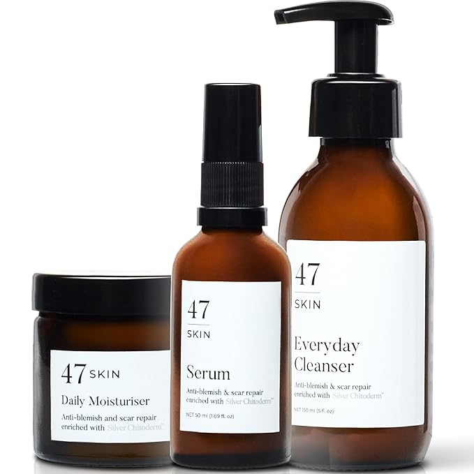 | Daily Maintenance Skin Care Kit Bundle | Featuring Daily Moisturiser, Anti Blemish Serum and Everyday Cleanser | Contains Silver Chitoderm | Hydrating, Suitable for all Skin Types