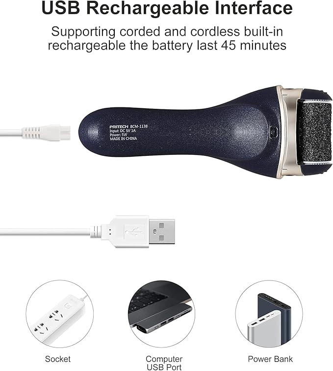 Electric Foot Callus Removers, Portable Electronic Foot File Pedicure Tools, Electric Callus Remover Kit, Professional Pedi Feet Care for Dead, Hard Cracked Dry Skin (Black)