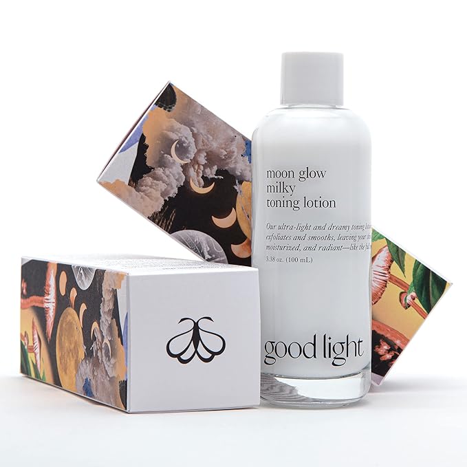 Good Light Moon Glow Milky Toner. Dreamy, Ultra-Light Hydrating Milk Toner for Face. Made with Niacinamide, Ceramides, and AHAs for Glass Skin. Vegan, Fragrance Free Korean Skin Care. 3.38 Fl. Oz.
