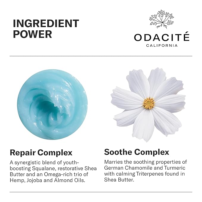 ODACITE Skin Care - Face Moisturizer - Le-Blue Balm Repair Balm, Blue Chamomile & Shea Butter - Multipurpose Anti-Aging for Soft, Healthy & Nourished Skin - Mature, Dry or Sensitive Skin