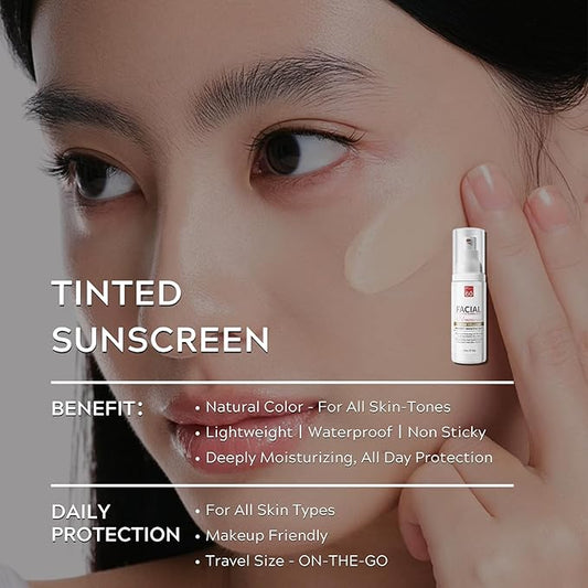 Daily SPF 60 Tinted Face Sunscreen Moisturizer, Tinted Moisturizer for Face with SPF - Mineral Sunscreen Oil- Free with Zinc Oxide Lightweight and Soft for Combination Dry Sensitive Skin