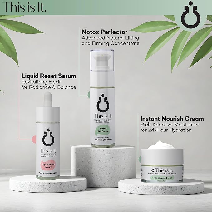 Luxury Anti-Aging Skincare with Botanicals, Peptides & Plant-Based Actives | NoTox Perfector Serum, LiquidReset Serum, InstantNourish Cream | Clean, Cruelty-Free, Paraben-Free, Hydrating & Firming