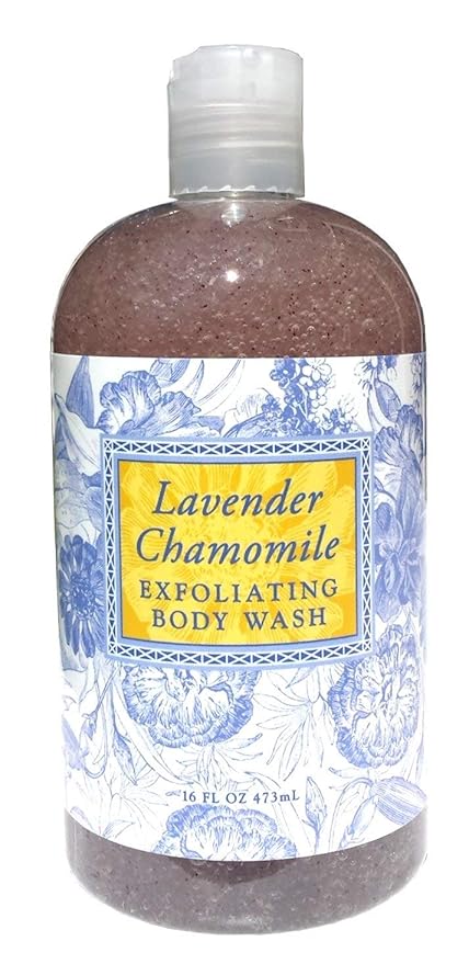 Greenwich Bay Trading Co. Exfoliating Lavender Chamomile Scented Body Wash - Luxury Spa Quality, Shea & Cocoa Butter Enriched - 16 Ounce (Lavender Chamomile)