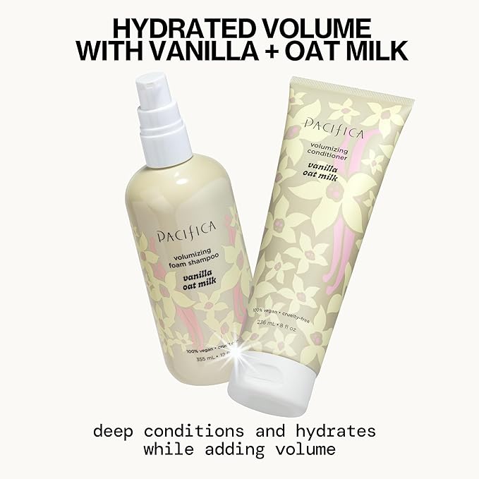 Pacifica Vanilla Oat Milk Hair Conditioner – Volumizer for Fine/Flat Hair, Weightless Oat Milk & Apple Extract for Bounce & Smoothness, Silicone Free Clean Beauty, Vegan Cruelty-Free