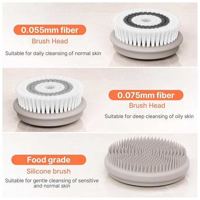 Face Scrubber with 3 Brush Heads & 2 Speeds - Deep Cleaning, Exfoliating, and Massaging for All Skin Types - Facial Cleansing Brush Includes Silicone Head, Travel Case & Free-Plastic Packaging