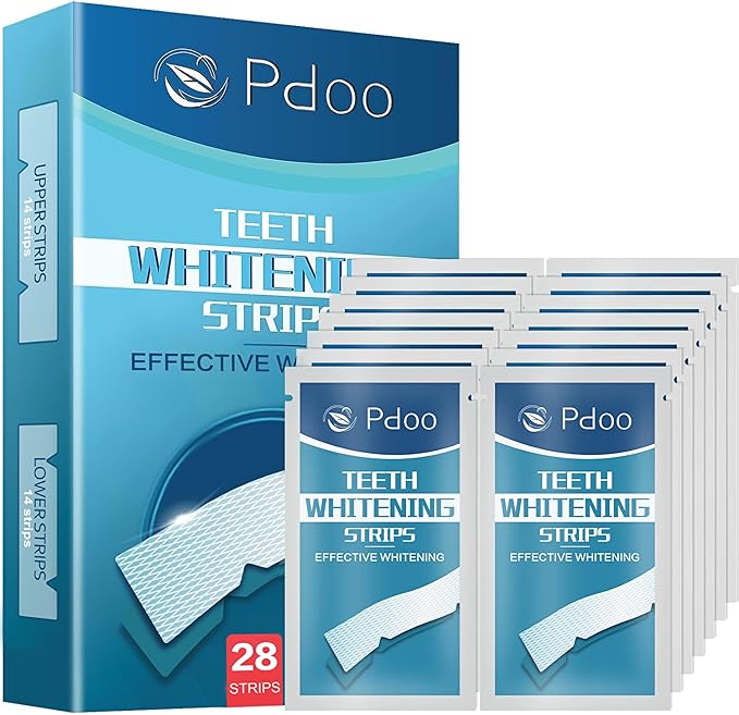 Teeth Whitening Strip 14 Treatments - Whitening Strips for Sensitive People, Fast Remove Smoking, Coffee, Wine Stains, Teeth Brightening Kit Pack of 28 Non-Slip Strips