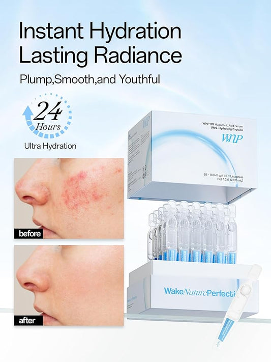 WNP Ultra Hydrating Serum 3% Hyaluronic Acid Smoother Skin|Pre-makeup SkinCare|Anti-Aging serum for face Single-Use Vials Skincare|for Sensitive skin|4D Hyaluronic Acid (60 vials)
