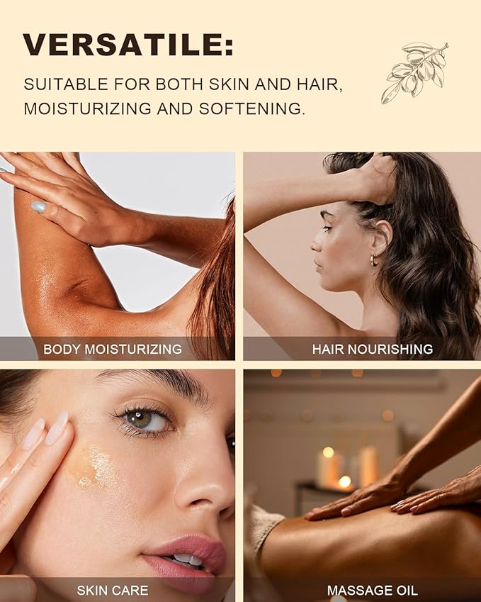 Yoken Argan Oil for Hair, Pure and Natural Morocco Argan Oil, Argon Oil For Hair, Scalp, Face & Skin Care, 100% Cold Pressed Hair Conditioner, Unrefined Argon Nails Carrier Oil (8 Fl Oz)