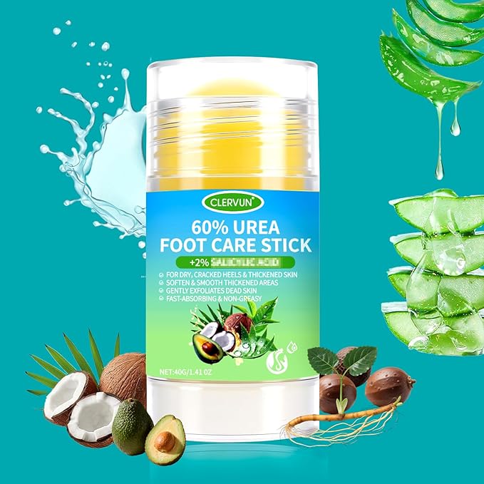 60% Urea Cream Stick with 2% Salicylic Acid, Anti-Cracking Foot & Hand Cream Moisturizer for Dry Cracked Heel Feet, Knee, Elbow, Foot Balm Stick for Callus Remover & Dead Skin Softener (1)
