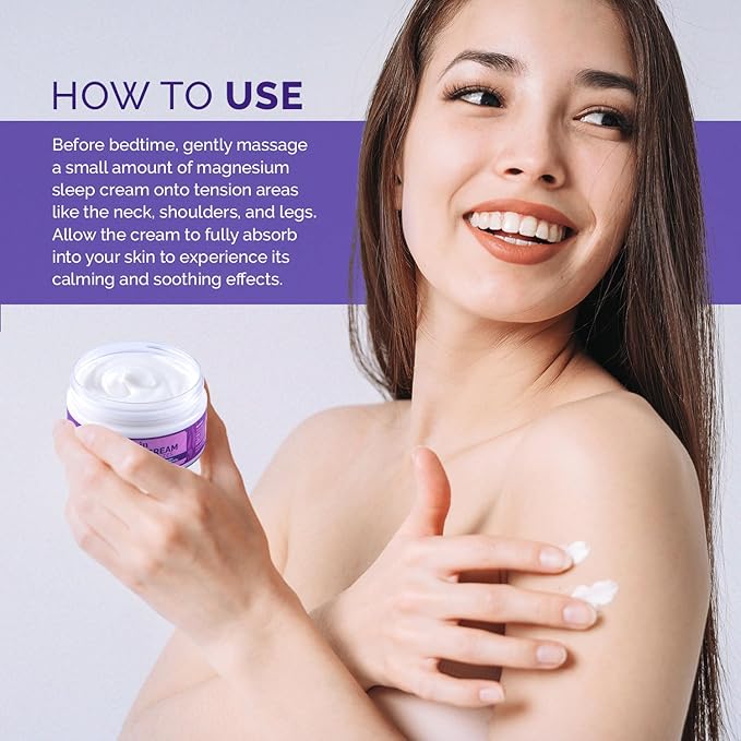 Topical Magnesium Lotion Leg Cream: Organic Magnesium Body Butter for Sweet Sleep/Leg Cramps/Feet/Arms/Chest Muscle Pain Relaxtion- Calm Moisturizing Cream - Day and Night Fast Absorption 3.5 oz