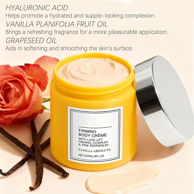 Champagne Firming Body Cream - Anti-Aging Lifting Cream to Tighten Skin & Hydrate, Fights Crepey Skin on Arms, Legs, Body with Luxe-Lift Complex, Vanilla Scented Body Cream (02)