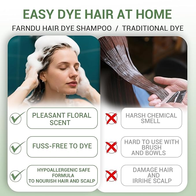 Light Brown Hair Dye Shampoo for Women Men, Gray Hair Coverage Seimi Permanent Instant 3 in 1 Hair Color Shampoo Champu Para Canas Muier