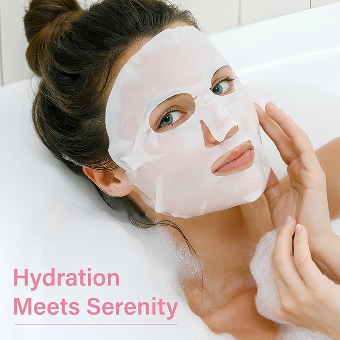 Bio-Collagen Face Mask – Hydrating & Firming Korean Sheet Mask with Hyaluronic Acid, Anti-Aging Overnight Skincare, Pore Minimizing & Moisturizing Treatment, 32g, 4 Pack