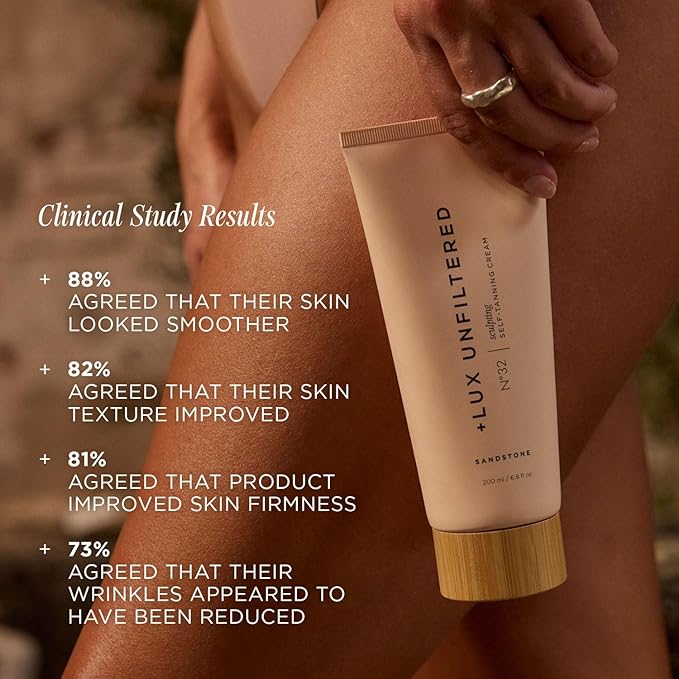 + Lux Unfiltered N°32 Body Sculpting Gradual Tanning Lotion - Self Tanner Firming Body Lotion with Peptides and Caffeine - Firms & Tones Skin - Vegan & Cruelty-Free Sunless Tanner - Sandstone