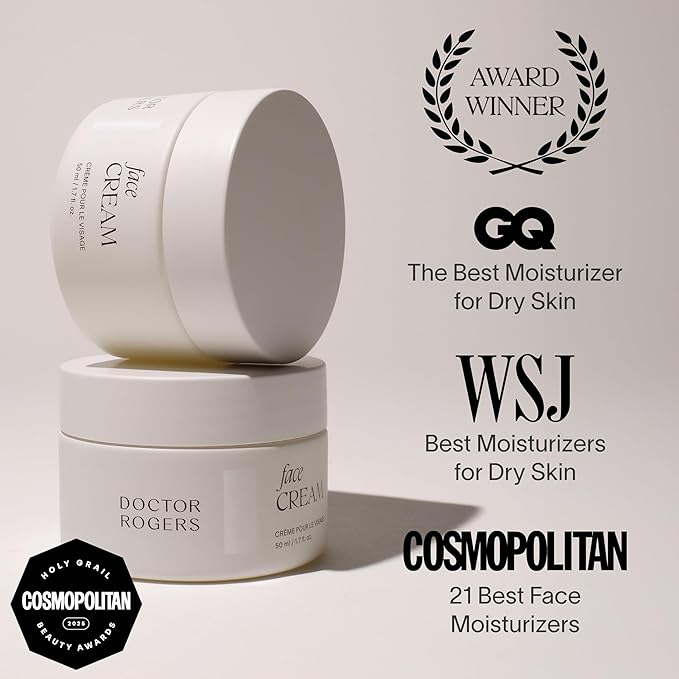 Doctor Rogers Face Cream Moisturizer: Hydrating Facial Cream. With Niacinamide, Shea Butter & Squalane. Anti-Aging & Moisturizing Lotion. Suitable for Sensitive & Dry Skin, 1.7 Ounce (50ml)