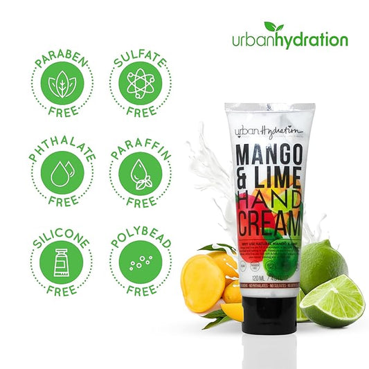 Urban Hydration Rejuvenate & Nourish Mango & Lime Hand Cream – Moisturizing Hand Cream for Dry and Rough Skin, Prevents premature aging, Sulfate, Paraben, and Silicone-Free, For All Skin Types, 4oz