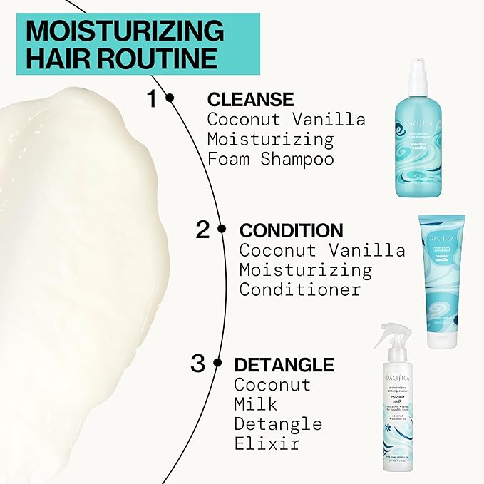 Pacifica Coconut Vanilla Moisturizing Hair Conditioner – Deep Hydrating Treatment for Dry & Damaged Hair, Restorative Shine, Vegan & Sulfate Free Clean Beauty & Hair Care 8 fl oz