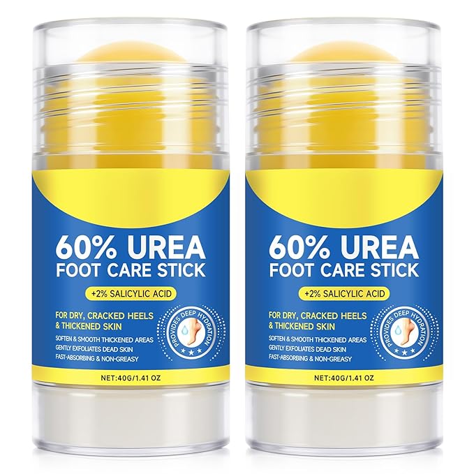 2Pack Urea Cream Stick 60% plus 2% Salicylic Acid, Foot Cream Moisturizer for Dry Cracked Feet, Knees, Elbows, Hands, Moisturizes and Hydrates the Dry Skin, Skin Softener, 2.82 Oz