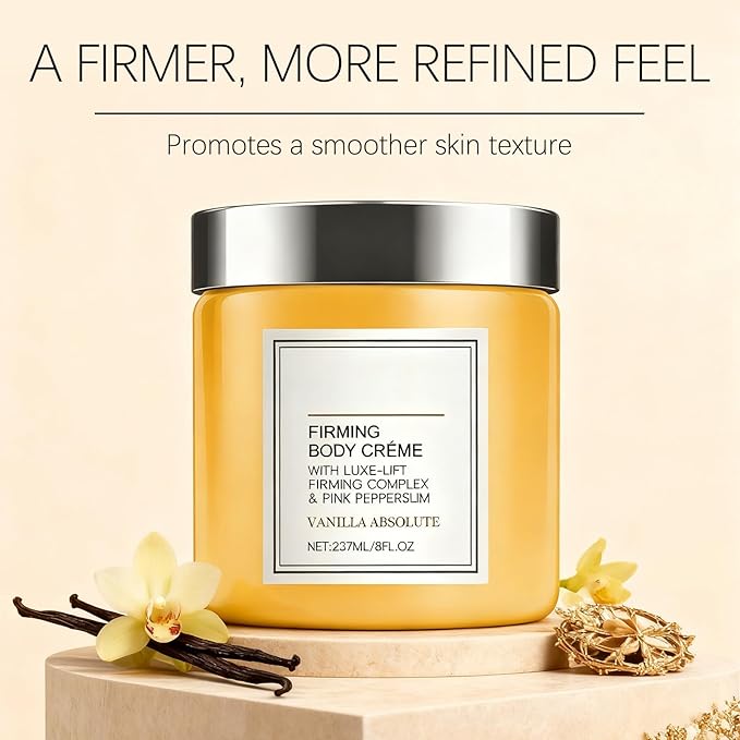 Champagne Firming Body Cream - Anti-Aging Lifting Cream to Tighten Skin & Hydrate, Fights Crepey Skin on Arms, Legs, Body with Luxe-Lift Complex, Vanilla Scented Body Cream (02)