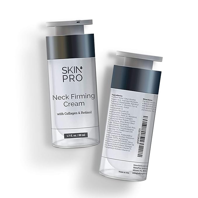 SkinPro Neck Firming and Tightening Cream - Neck Cream with Retinol and Marine Collagen - Anti Aging, Tighten and Lift Cream for Saggy Skin and Turkey Neck