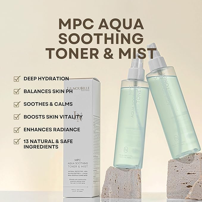 MPC Aqua Soothing Toner & Mist – Deep Hydrating & Calming and Restoring PH Balance with Caviar, Peptides, Rosa Centifolia, Latobasilius & CICA Extract, Premium Korean Toner, 6.76 fl oz