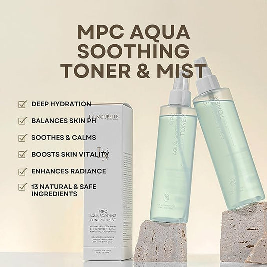 MPC Aqua Soothing Toner & Mist – Deep Hydrating & Calming and Restoring PH Balance with Caviar, Peptides, Rosa Centifolia, Latobasilius & CICA Extract, Premium Korean Toner, 6.76 fl oz