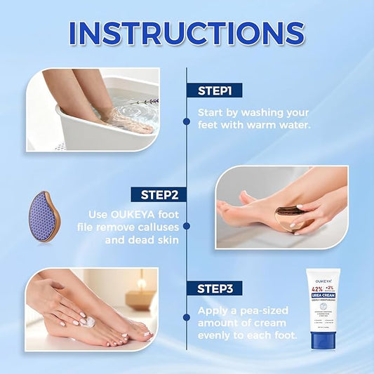 OUKEYA Urea Cream 42 Percent with 2% Salicylic Acid Tube, Urea Cream 40 Percent For Feet Maximum Strength, with Foot Callus Remover, Nano Glass Foot File