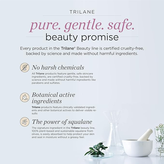 Trilane Dramatic Rescue Anti-Aging Serum with Sustainable, Olive Squalane Firms, Smooths, and Lifts for Younger Looking Skin. Cruelty-Free, 1 fl. Oz