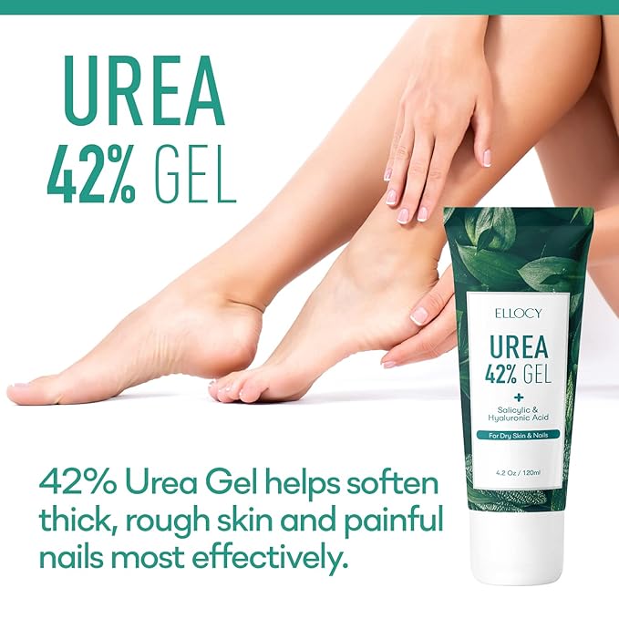 42% Urea Gel Max Plus Salicylic & Hyaluronic Acid - cracked heel repair callus remover gel for Elbows, Feet, and Hands, and cracked heel, calloused feet remover gel 4oz
