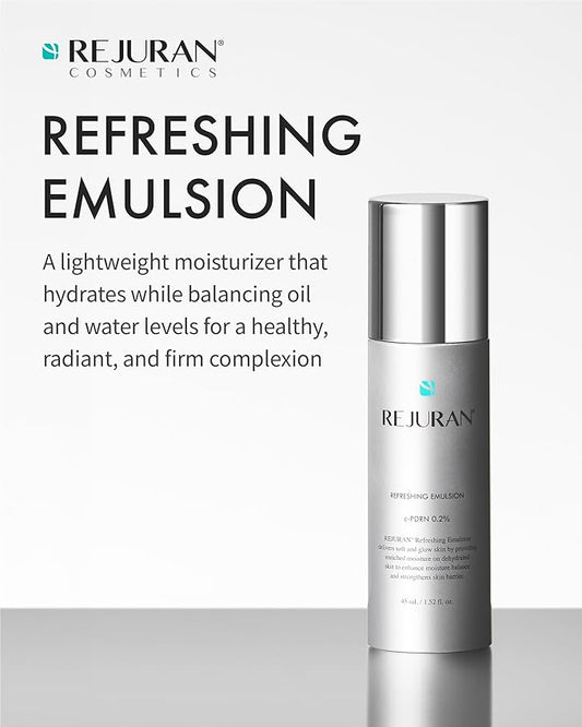 REJURAN® Refreshing Emulsion, c-PDRN® - Salmon DNA Facial Moisturizer for Deep Hydration, Radiance-Boosting, Firmness, Skin Elasticity, and Optimal Moisture Balance. Korean Skincare (1.52 fl oz)