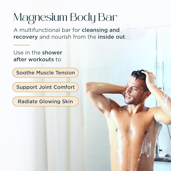 Magnesium Exfoliating Body Bar Enriched With Goat’s Milk and Olive Oil to Soothe and Hydrate Skin, Gentle Exfoliator, 90g