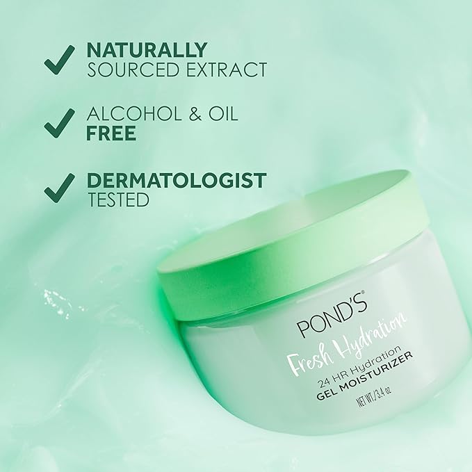 POND'S Aloe Extract & Vitamin B3 Gel Face Moisturizer For Fresh and Luminous Skin, 3.4 oz