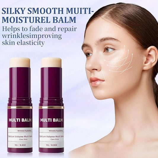 2 Pcs Calcium Multi Balm, Calcium Volume Multi Balm, Korean Collagen Moisturing Stick, Wrinkle Core Stick, Anti-aging, Hydrating, Firming Skin, Suitable for Eyes, Neck, Face