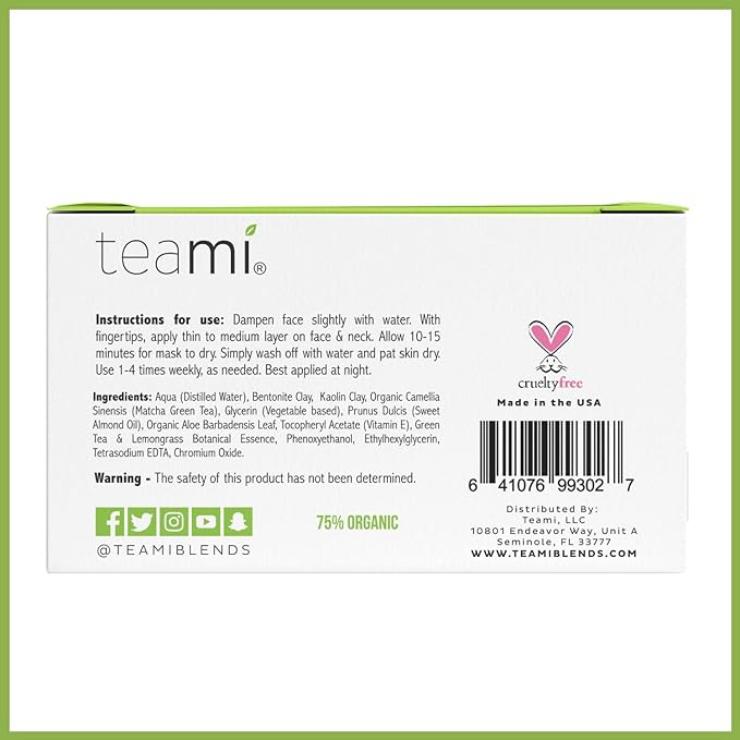 Teami Detox Face Mask for Hydraiting, Moisturizing & Purifying, Blackhead Remover Green Tea Deep Cleanse Mask reduces Acne & oil, Pore Minimizer Clay Mask for All Skin Types, Stick Mask Alternative