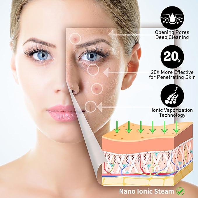 Nano Ionic Facial Steamer KINLITO Facial Steamer with Warm Mist Portable Face Humidifier for Deep Cleaning Unclog Pores with Blackhead Remover, Aromatherapy Kit for Personal Home SPA (Purple)