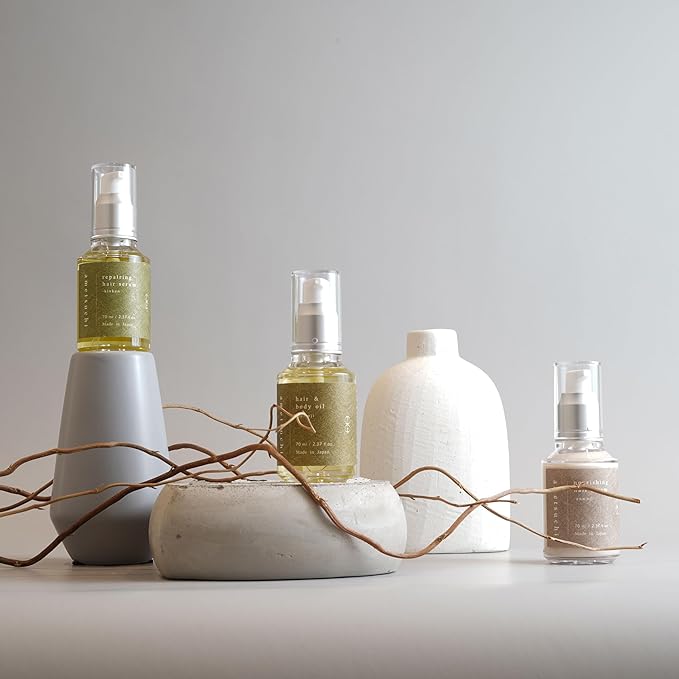 ametsuchi Repairing Hair Serum with Hinoki, Lightweight Oil, Revitalizes Dry or Damaged Hair and restores Shine, Made in Japan