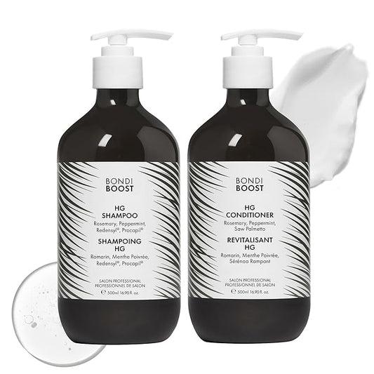 BondiBoost HG Anti-Thinning Shampoo Conditioner Set [16.90 fl oz each], Clinically Tested to Promote Fuller + Thicker-Looking Hair for Women & Men, Procapil, Redensyl & Rosemary Formula, Sulfate-Free