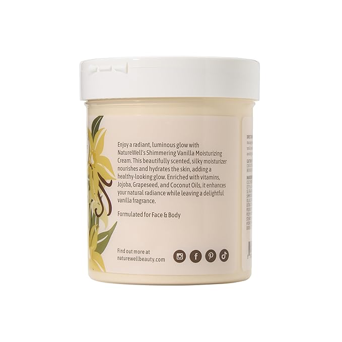 NATURE WELL Shimmering Vanilla Hydrate & Glow Moisturizing Cream For Face & Body, Intensely Nourishing & Softening, Delivers A Sparkling Radiance & Illuminating Hydration, Pack of 2 (16 Oz Each)