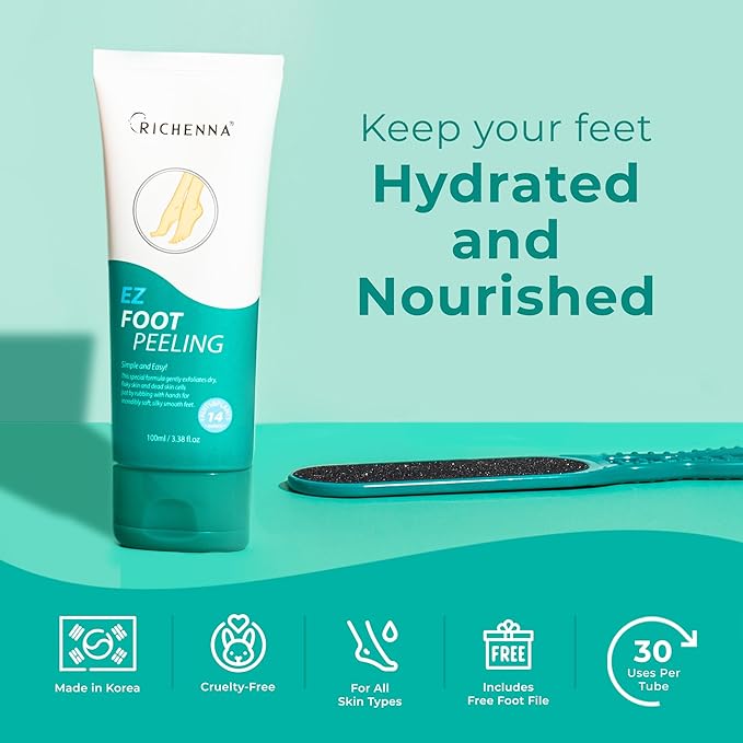EZ Foot Care Cream - Advanced Exfoliating Urea Foot Cream for Dry Cracked Heels and Feet | 14 Natural Ingredients | Repairs, Hydrates and Smoothens Dry Cracked Feet - 100ml /3.38 fl. oz