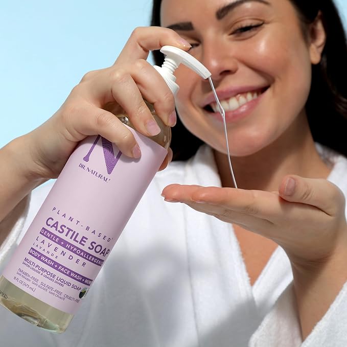 Dr. Natural Castile Liquid Soap - Multi-Use Body Wash, Shampoo and Face Wash - Hydrating Body Soap for Skin, Hair, Pets and Home - Lavender - 16 oz