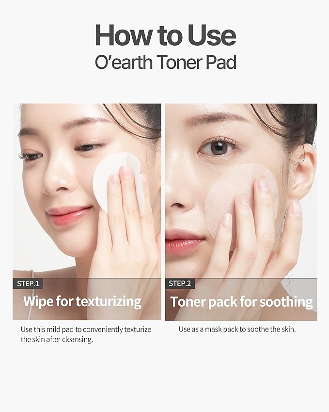 O’Earth Mild Calming Vegan Toner Pad - Dual-Textured, Exfoliating, Soothing, Moisturizing with Dandelions & Hyaluronic Acid, EWG Green Certified, 90 Pads