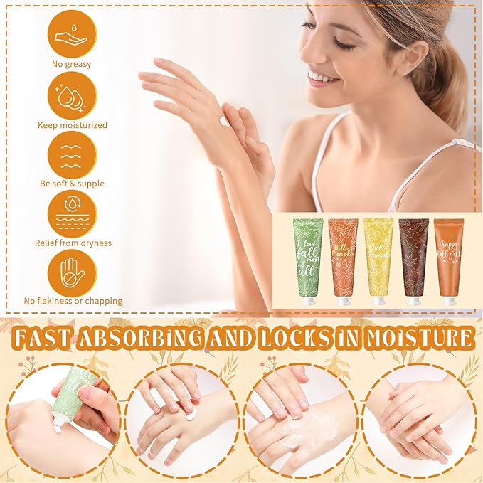 100 Pcs Fall Hand Cream Bulk, Mini Pumpkin Lotion, 30ml Natural Botanical Fragrance Fall Lotion for Chapped Hands, Thanksgiving Favors, Employee Gifts, Baby Shower, Travel, Work, Team, Staff