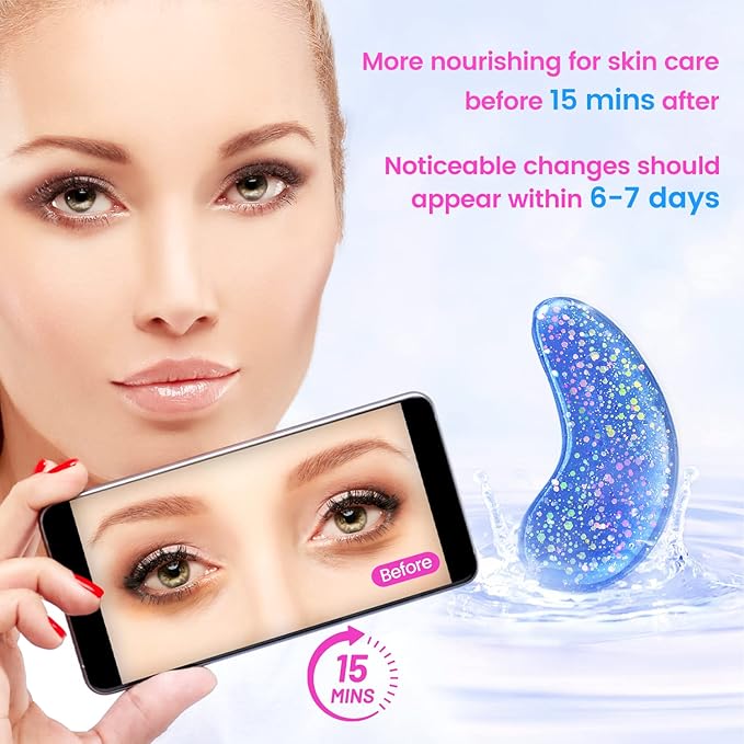 Eye Masks (8 Pairs) - Travel Essentials - Under Eye Patches for Dark Circles, Puffiness, Fine Lines with Collagen, Revitalises and Refreshes Your Skin, Bridesmaid Gifts for Her