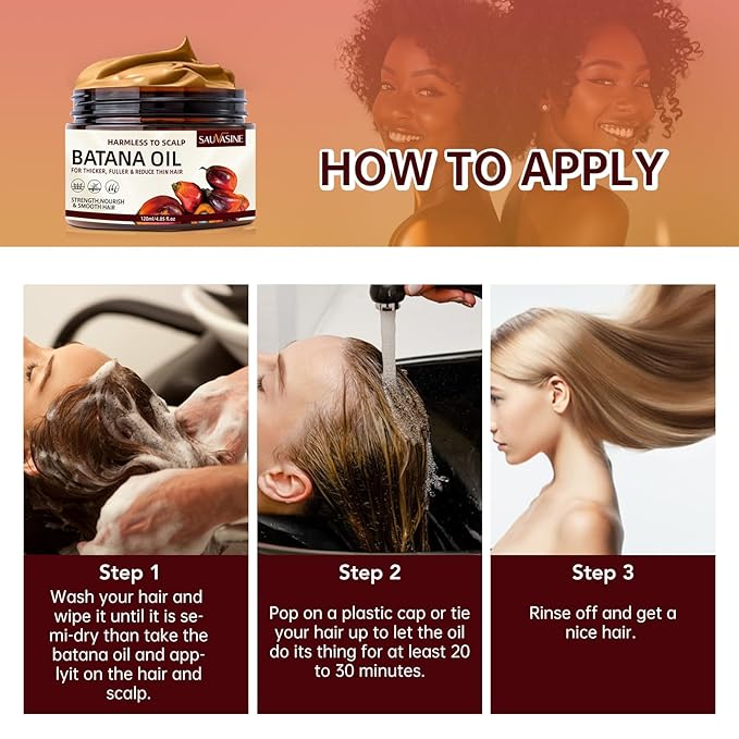 Lanthome Batana Oil for Hair Growth, Natural Dr. Sebi Hair Oil - Prevents Hair Loss, Eliminates Split Ends, Repairs Damaged Hair, Nourishes, for Men & Women- 120mL (4.05 Fl Oz)