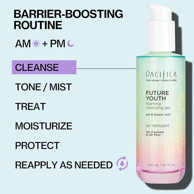 Pacifica Future Youth Foaming Face Wash - Hydrating Anti-Aging Cleansing Gel, Dermatologist Tested Gentle Facial Cleanser, Alcohol-Free Vegan Formula for All Skin Types Clean Beauty Cruelty-Free 4.7oz