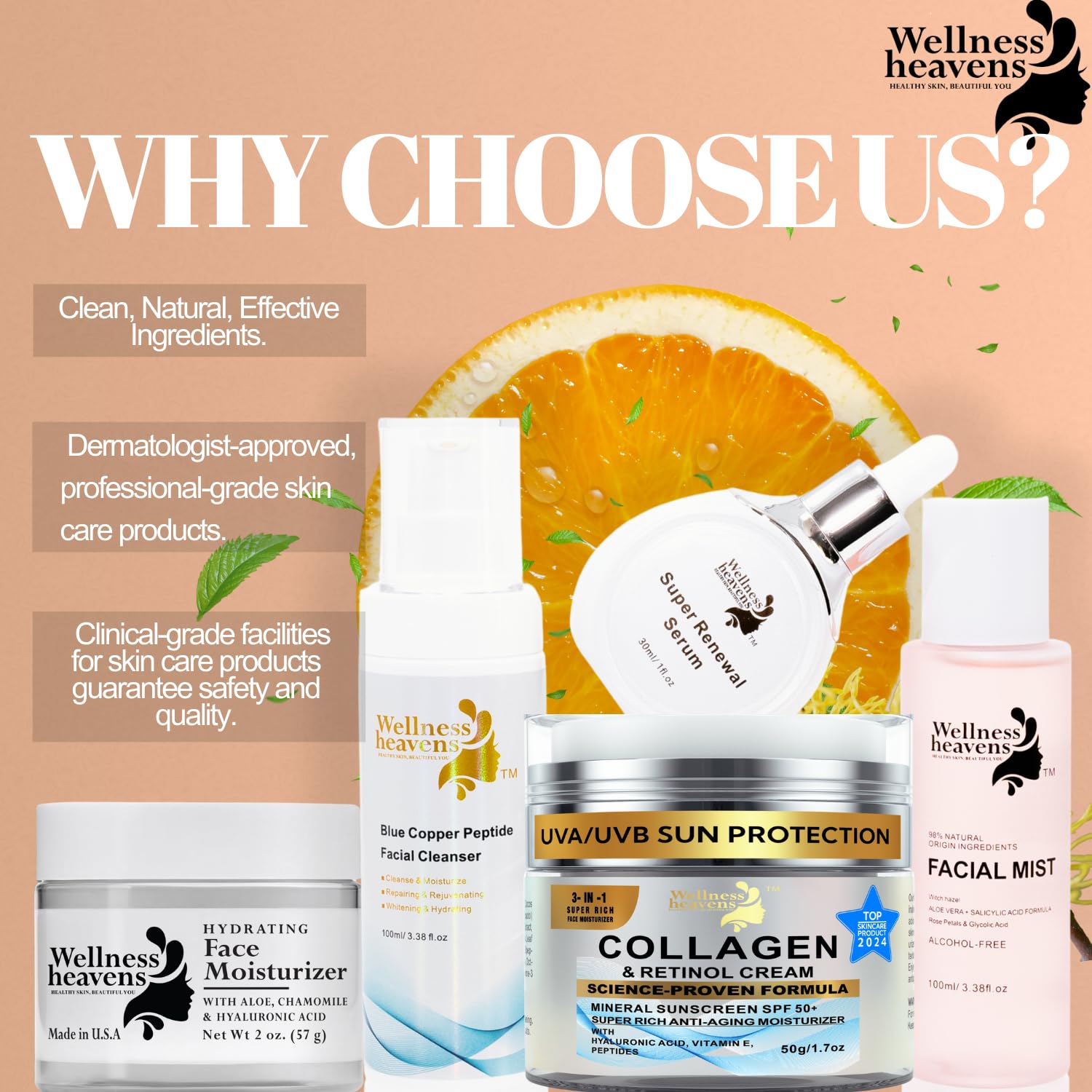 Daily Face Moisturizer with SPF 50 – Anti-Aging Retinol Cream with Hyaluronic Acid, Collagen & Broad Spectrum Sunscreen – Firming & Hydrating Day and Night Face Cream for Fine Lines & Wrinkles (1.7 Oz)