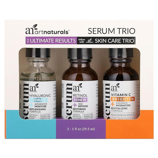 artnaturals Anti-Aging-Set with Vitamin-C Retinol and Hyaluronic-Acid - (3 x 1 Fl Oz / 30ml) Serum for Anti Wrinkle and Dark Circle Remover â€“ All Natural and Moisturizing,1 Fl Oz (Pack of 3)
