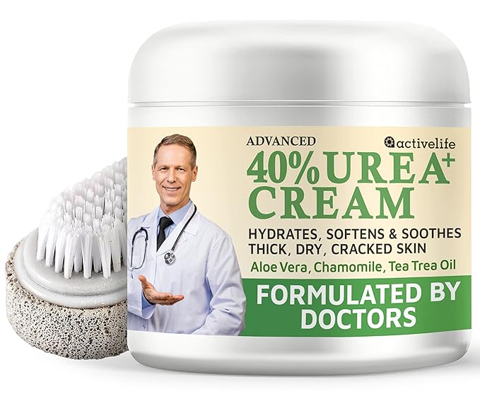 Urea Cream 40 Percent for Feet, Formulated by Doctors, Foot Cream for Dry Cracked Heels, Foot Callus Remover, Rehydrates Dry, Rough, Dead Skin on the Feet, Hands, and Elbows, Free Pumice