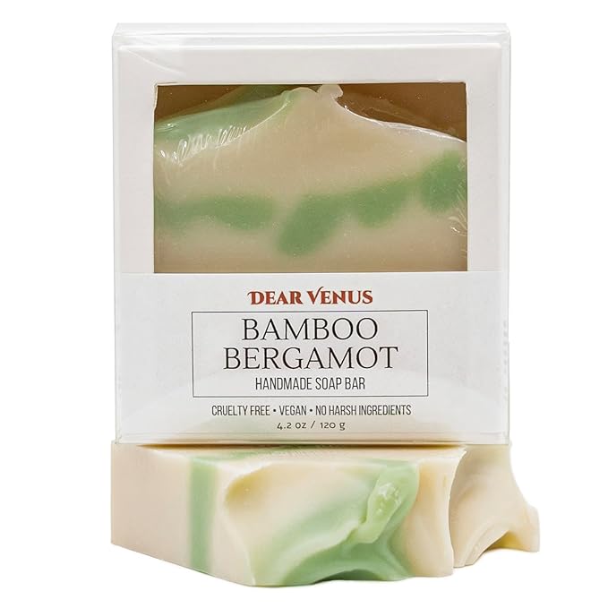 Handcraft Cold-Process Soap Bar, Bamboo Bergamot Scent (1 pack,) Handmade Body and Face Soap For Men And Women, Vegan, Cruelty Free, Made in USA, 4.2oz - Fresh Collection