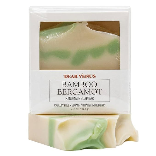 Handcraft Cold-Process Soap Bar, Bamboo Bergamot Scent (1 pack,) Handmade Body and Face Soap For Men And Women, Vegan, Cruelty Free, Made in USA, 4.2oz - Fresh Collection